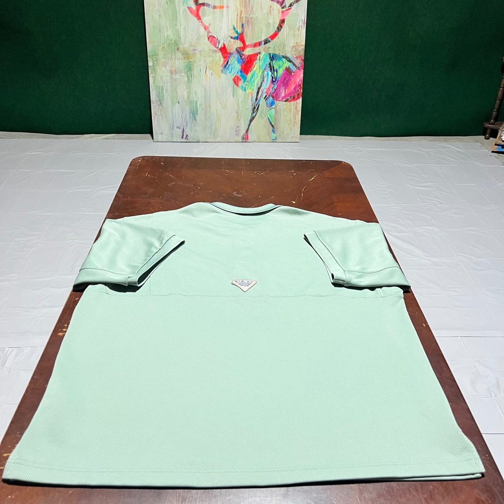 Columbia PFG Mens XL Polo Shirt Sage Green Omni-Shade Short Sleeve Fishing Top - Picture 2 of 14